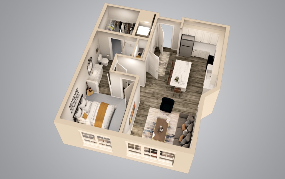 A3 - 1 bedroom floorplan layout with 1 bathroom and 776 square feet